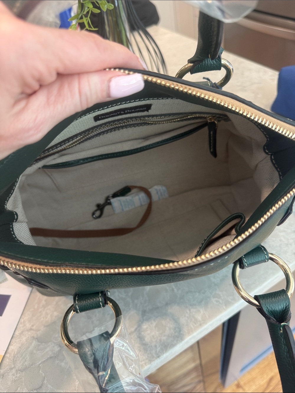 Dooney and Bourke Sorrento satchel 30 with pocket in Ivy - Picture 4 of 6